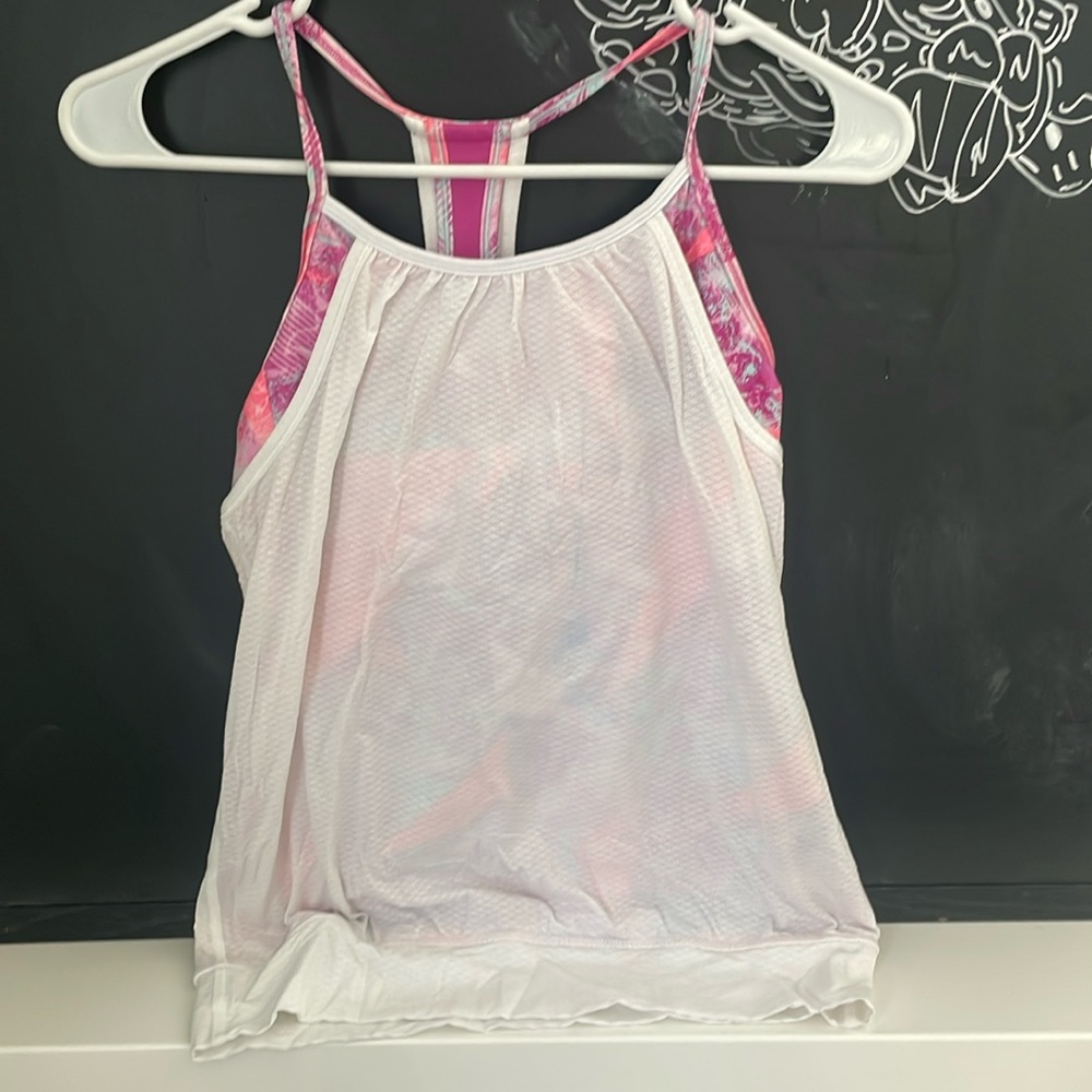 Ivivva tank top, built in bra, mesh outside, colorful